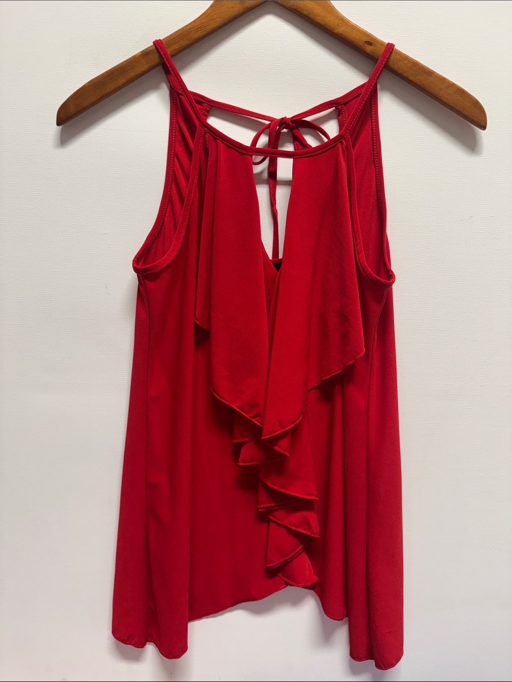 VENUS Red Ruffle Tie-Back Tank